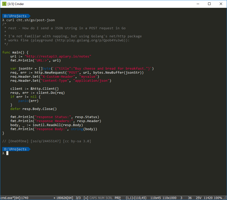 cheat.sh - Go Post Json